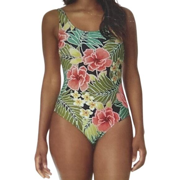 Hurley Women’s Pink Floral UPF 50+ Stretch Midweight One Piece Swimsuit Medium - Picture 1 of 3